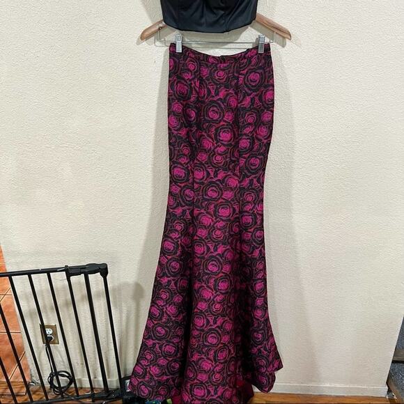 NWT La Femme 23864 two piece mermaid dress - vegan leather top & strappy back - Picture 5 of 13